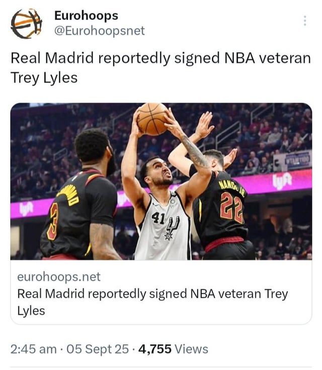 Real Madrid Signs NBA Veteran Trey Lyles on  Million Deal