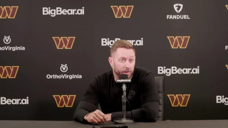 OC Kliff Kingsbgury Speaks to the Media Before Practice Washington Commanders