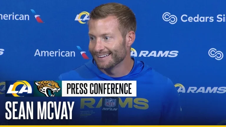 Sean McVay Recaps The Rams’ Win Over The Jaguars, Traveling From Baltimore & London Atmosphere