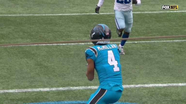 Tetairoa McMilian’s first TD comes on 19-yard loft