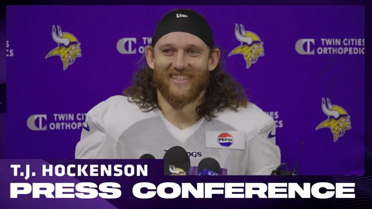 T.J. Hockenson on J.J. McCarthy Starting, Preparing to Play Lions, Vikings Tight End Room