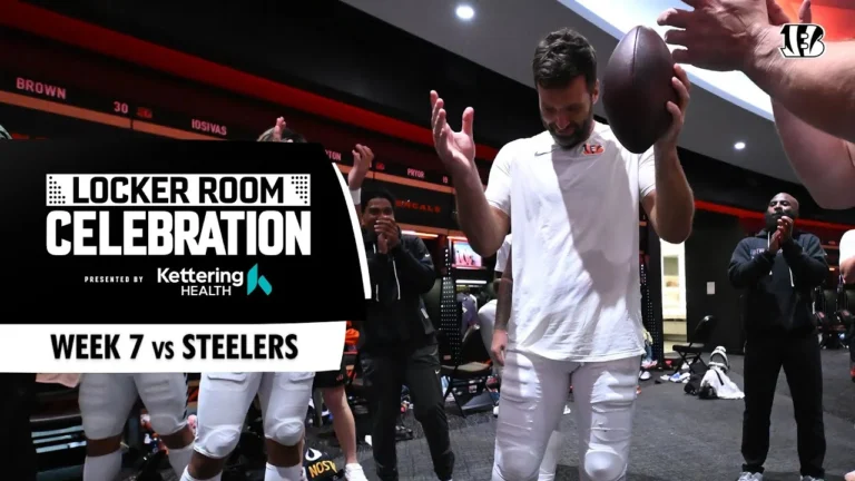 2025 Week 7 vs Steelers Locker Room Celebration
