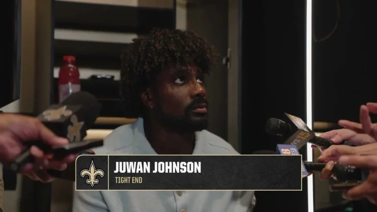Juwan Johnson interview Saints-Patriots Postgame 2025 NFL Week 6