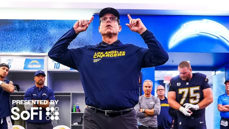 Jim Harbaugh Locker Room Victory Speech Vs Vikings LA Chargers