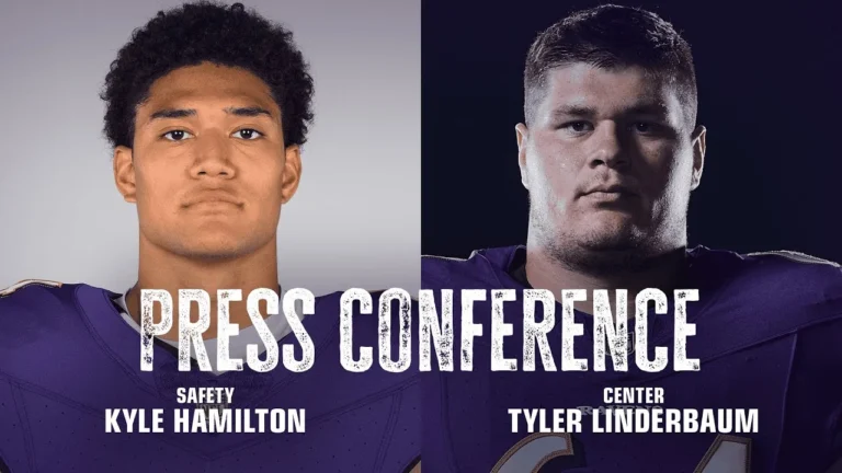 Kyle Hamilton, Tyler Linderbaum Media Availability Baltimore Ravens
