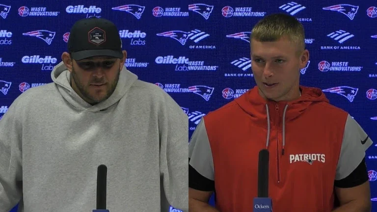 Garrett Bradbury & Efton Chism III Address the Media Patriots Press Conference