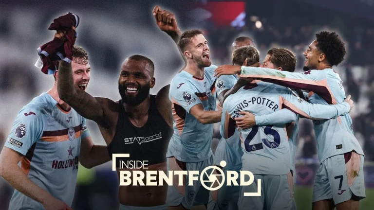 Away end scenes celebrations pitchside Inside Brentford West Ham United (A) Premier League