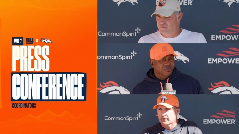 OC Joe Lombardi, DC Vance Joseph & STC Asst HC Darren Rizzi meet the media ahead of Week 7 vs Giants