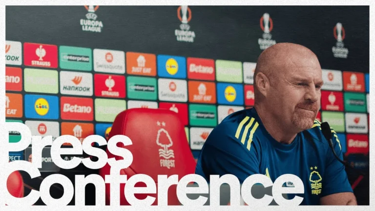 Ryan Yates & Sean Dyche Press Conference Nottingham Forest v FC Porto UEFA Europa League