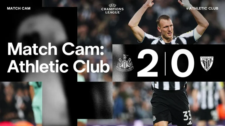DAN BURN’S HEADER Match Cam Newcastle United 2 Athletic Club 0 UEFA Champions League