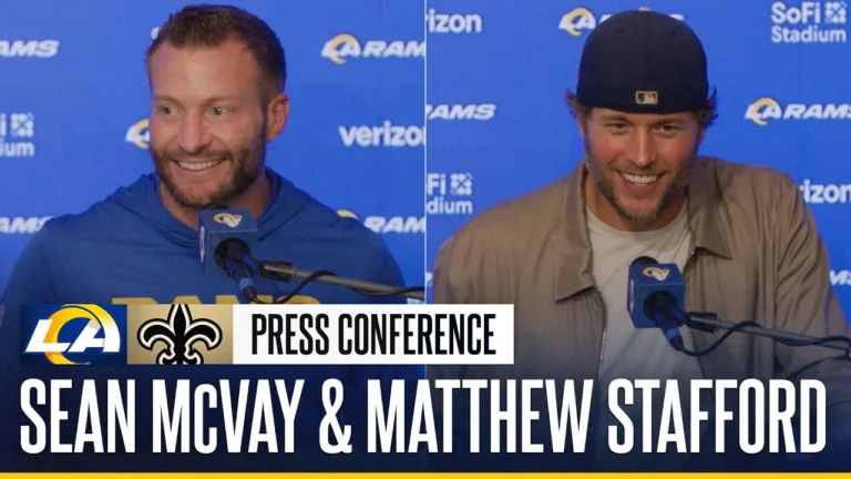 Sean McVay & Matthew Stafford Recap Win Over Saints & Congratulate Dodgers On World Series Victory