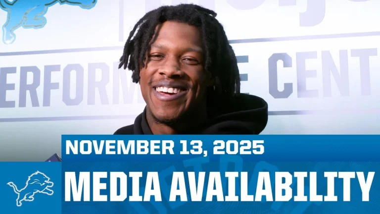 Jameson Williams and Amon-Ra St. Brown meet with the media November 13, 2025