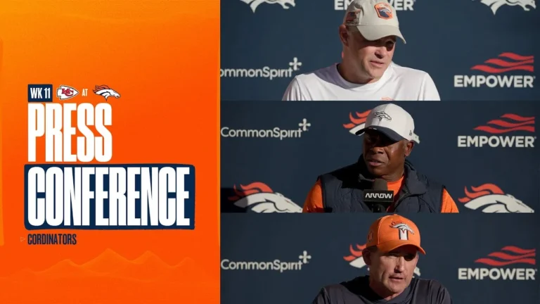 OC Joe Lombardi, DC Vance Joseph & STC Asst HC Darren Rizzi meet the media ahead of Week 11