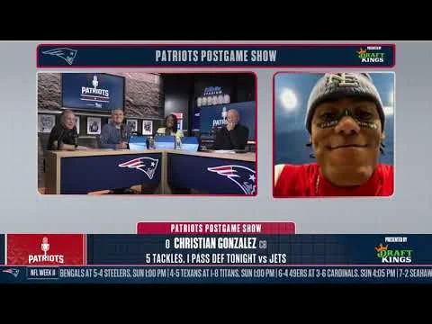 Christian Gonzalez Joins Patriots Postgame Show After 27-14 Win vs. Jets NFL Week 11