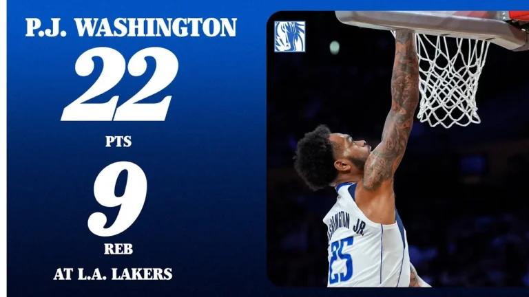 P.J. Washington (22 PTS 9 REB) at Los Angeles Lakers November 28, 2025