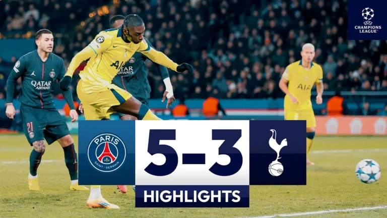 Kolo Muani’s first Spurs goals PSG 5-3 Spurs Champions League Highlights