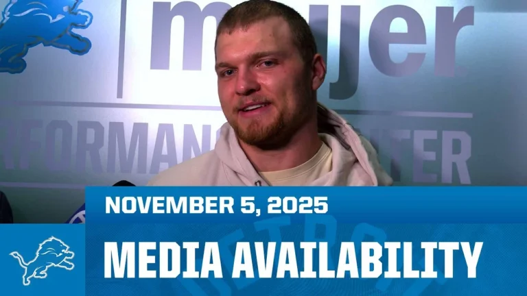 Detroit Lions players meet with the media November 5, 2025