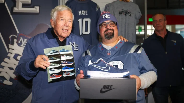 Robert Kraft Surprises Patriots Fans at the Unveiling of New Rivalries Edition RKK Nike Air Force 1s