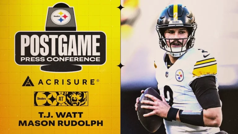 T.J. Watt & Mason Rudolph Postgame Press Conference (Week 12 at Chicago Bears) Pittsburgh Steelers