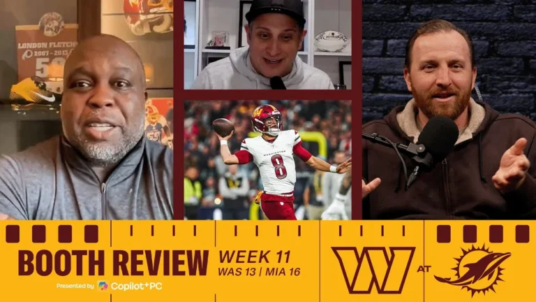 NFL Week 11 Recap: Commanders fall to Dolphins 16-13 Booth Review Washington Commanders NFL