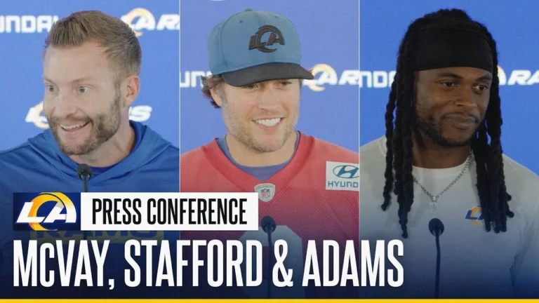 Sean McVay On Quentin Lake’s Elbow Surgery Matthew Stafford & Davante Adams Talk Roster Depth