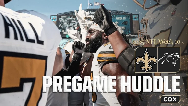 Saints Pregame Huddle at Panthers 2025 NFL Week 10