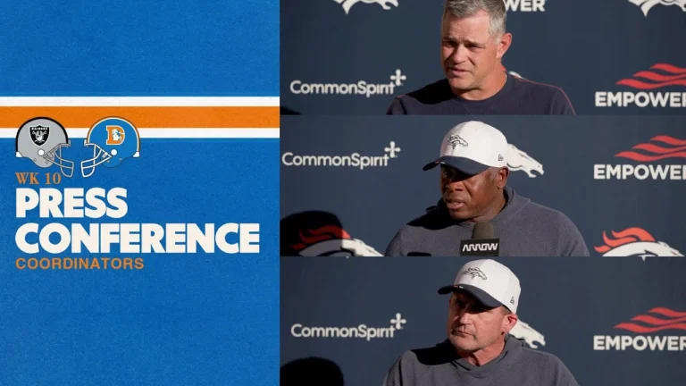 OC Joe Lombardi, DC Vance Joseph & STC Asst HC Darren Rizzi meet the media ahead of Week 10