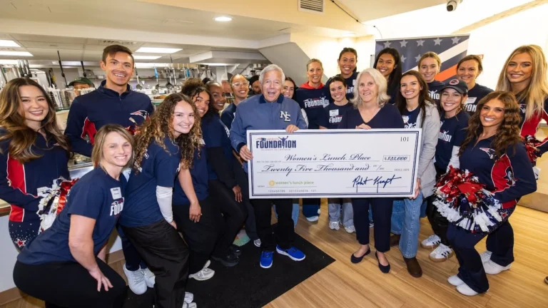 Robert Kraft & Patriots Womens Association Volunteer at Womens Lunch Place In the Community