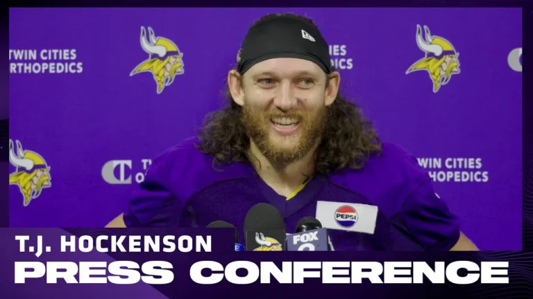 T.J. Hockenson on Takeaways from Lions Win, J.J. McCarthy’s Energy, Preparing for Ravens Defense