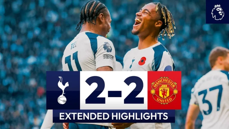 Spurs 2-2 Man Utd Extended Premier League Highlights Mbuemo, Tel, Richarlison and De Ligt goals