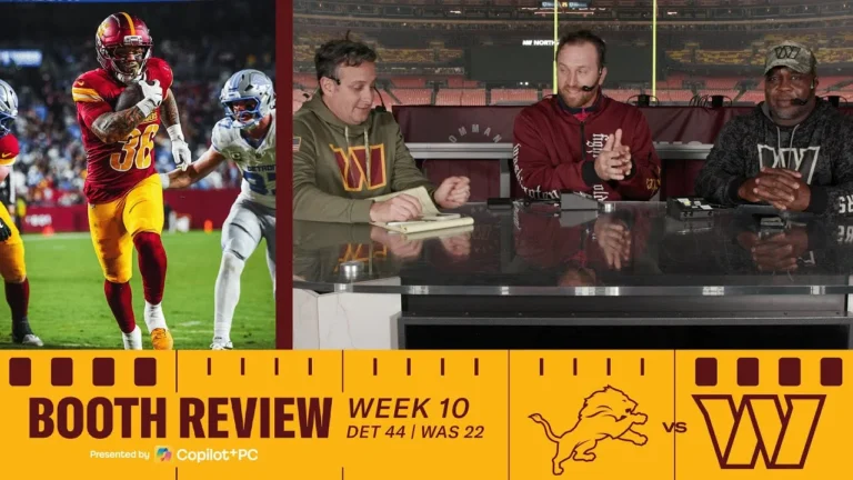 NFL Week 10 Recap: Commanders fall to Lions 44-22 Booth Review Washington Commanders NFL
