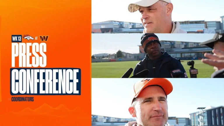 OC Joe Lombardi, DC Vance Joseph & STC Asst HC Darren Rizzi meet the media ahead of Week 13