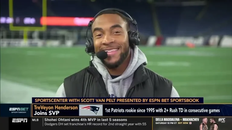 TreVeyon Henderson Joins ESPN’s Scott Van Pelt on SportsCenter After 3-TD Game vs. Jets Patriots