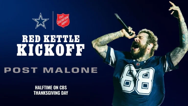 Post Malone Red Kettle Kickoff Thanksgiving Halftime Dallas Cowboys 2025