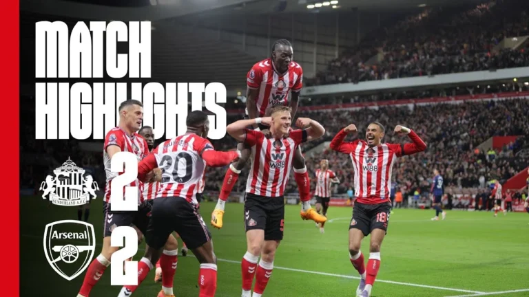 Brobbey Scores 94th-Minute Equaliser Sunderland AFC 2 – 2 Arsenal FC Premier League Highlights