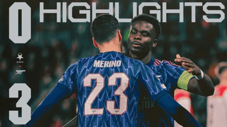 HIGHLIGHTS Slavia Prague vs Arsenal (0-3) Merino brace & Saka strike maintains 100 record UCL