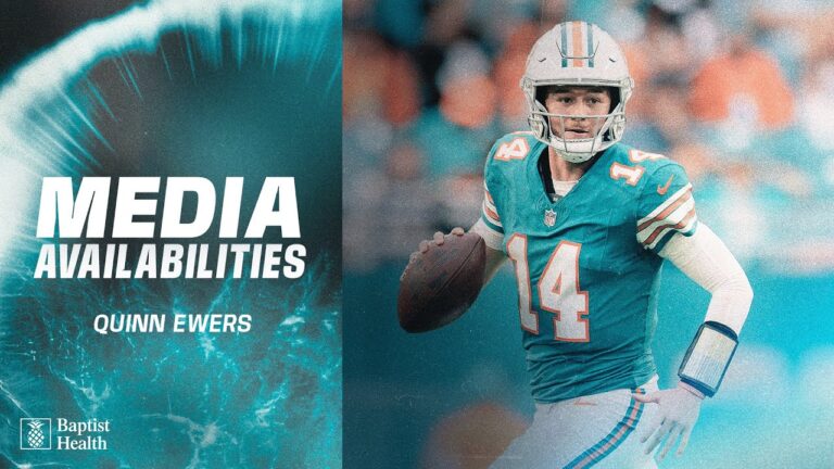 Quinn Ewers meets with the media Miami Dolphins