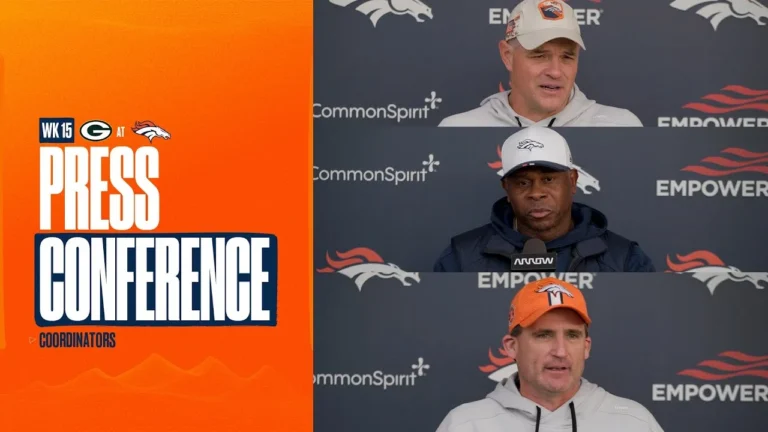 OC Joe Lombardi, DC Vance Joseph & STC Asst HC Darren Rizzi meet the media ahead of Week 15