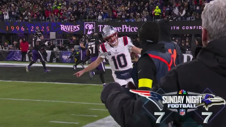 Money Maye! QB moves the ball downfield for a Pats’ TD