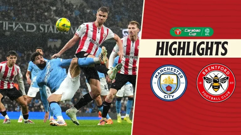Quarter final cup exit Manchester City 2-0 Brentford Carabao Cup Highlights