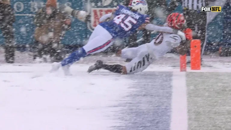Chase Brown’s TD catch looks cinematic in the snow!