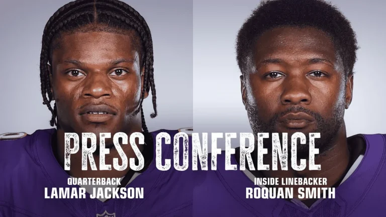 Lamar Jackson, Roquan Smith Media Availability Baltimore Ravens