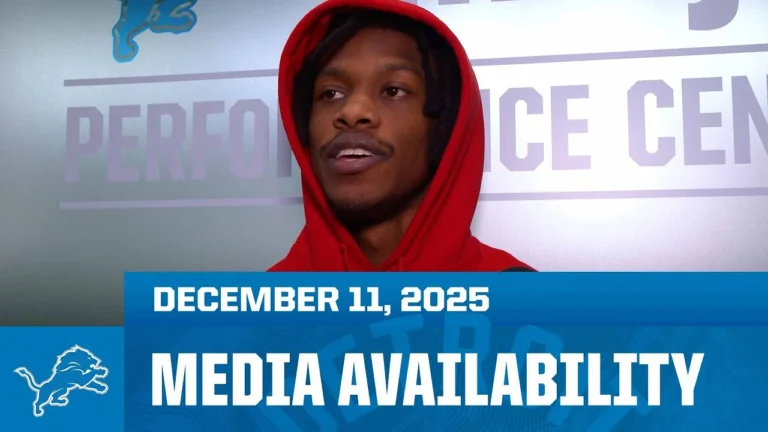 Jameson Williams and Amon-Ra St. Brown meet with the media December 11, 2025