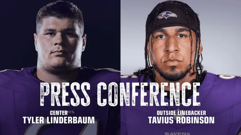 Tyler Linderbaum, Tavius Robinson Media Availability Baltimore Ravens