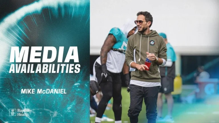 Coach Mike McDaniel meets with the media Miami Dolphins