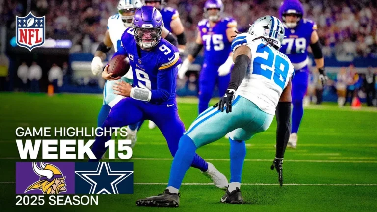 Minnesota Vikings vs Dallas Cowboys Game Highlights 2025 NFL Season Week 15