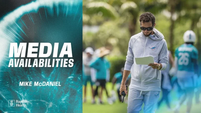 Coach Mike McDaniel meets with the media Miami Dolphins
