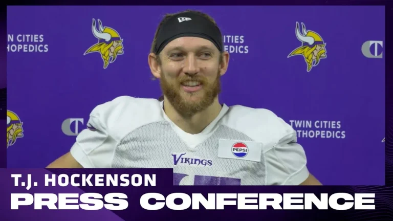 T.J. Hockenson on J.J. McCarthy, Different Routes, Jalen Nailor’s Year, Role in Pass Protection