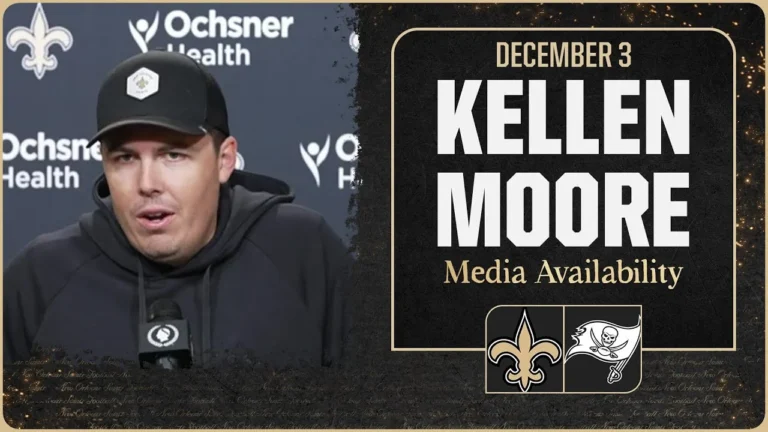 Kellen Moore on Buccaneers, Tyler Shough’s progression New Orleans Saints