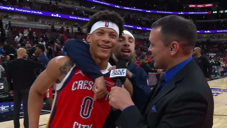 Jeremiah Fears on-court interview after Pelicans’ win vs. Bulls